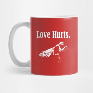 Love Hurts, Funny Praying Mantis Retro Vintage Ringer Mug